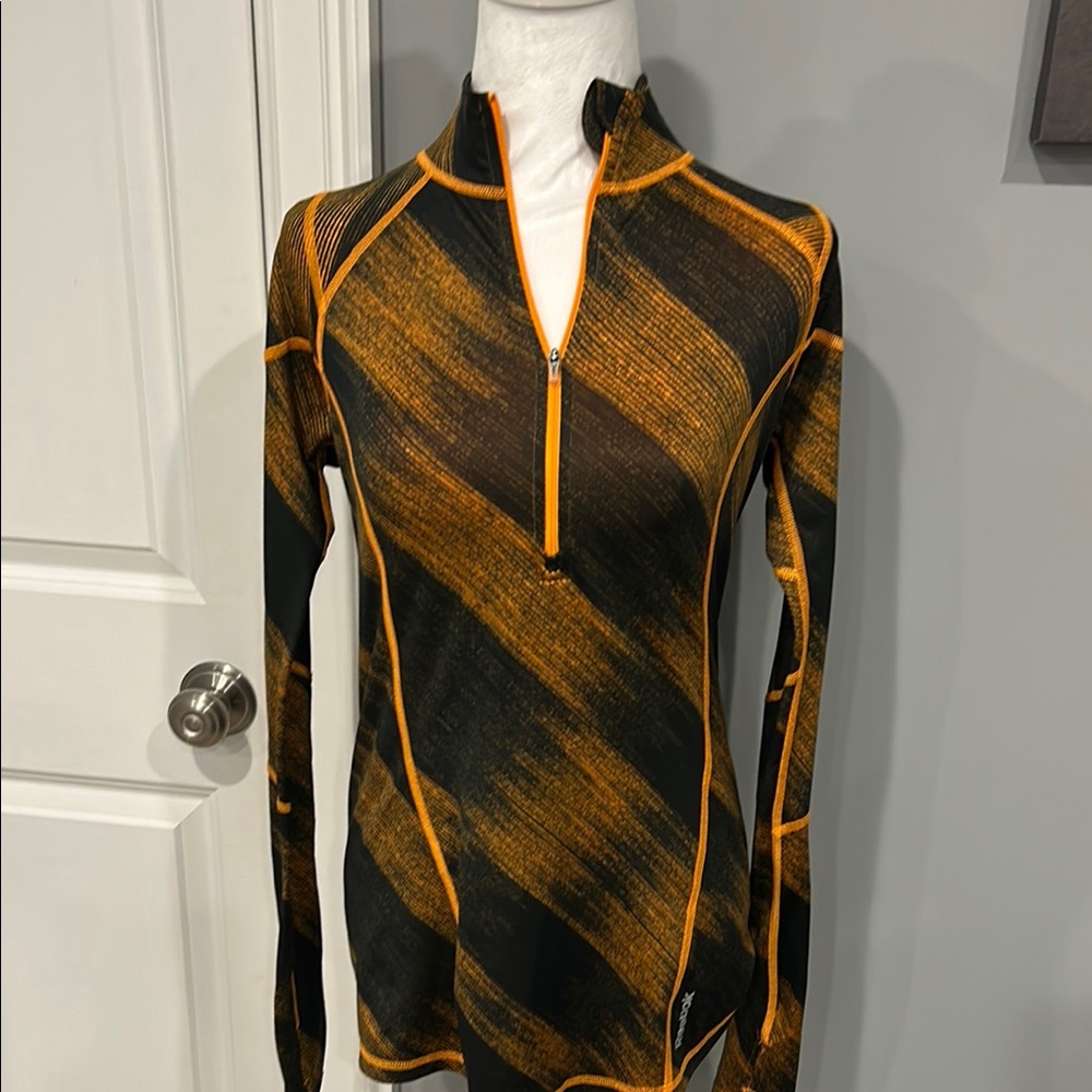 Reebok Black and Orange Cowl Neck Sweater with Dynamic Design